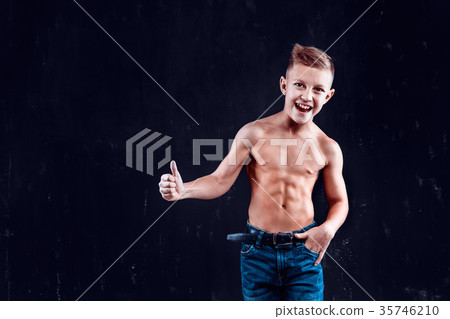 Happy bare-chested boy 35746210