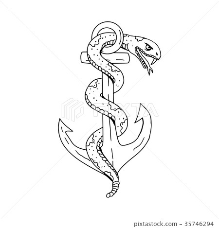 Rattlesnake Coiling on Anchor Drawing 35746294