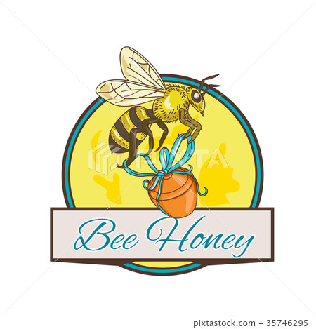 Bee Carrying Honey Pot Circle Drawing 35746295