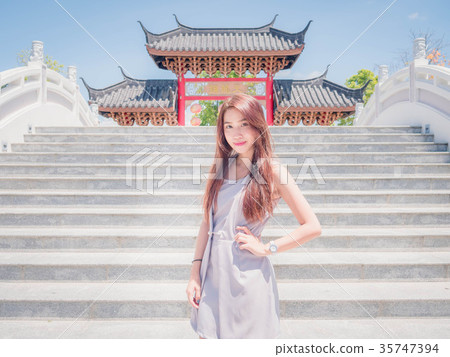 The Asia girl in temple The Asia girl in temple 35747394