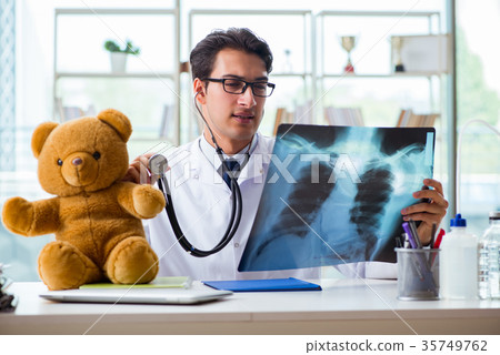 Baby radiologist with x-ray image Baby radiologist with x-ray image 35749762