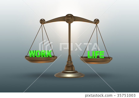 Scales in work and life concept - 3d rendering 35751003
