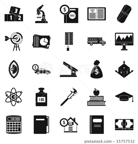 Adding machine icons set, simple style 35757532