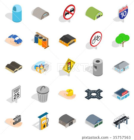 Urban buildings icons set, isometric style 35757563