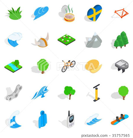 Unity with nature icons set, isometric style Unity with nature icons set, isometric style 35757565