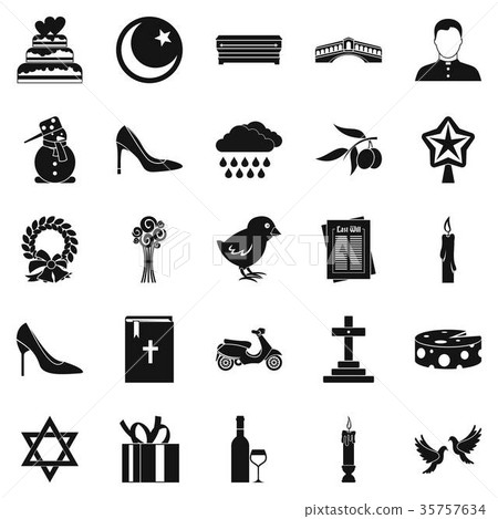 Divine service icons set, simple style Divine service icons set, simple style 35757634