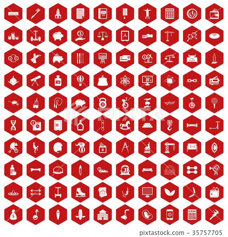 100 balance icons hexagon red 35757705