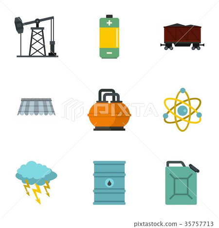 Energy icon set, flat style 35757713