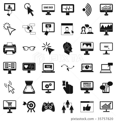 Computer display icons set, simple style 35757820