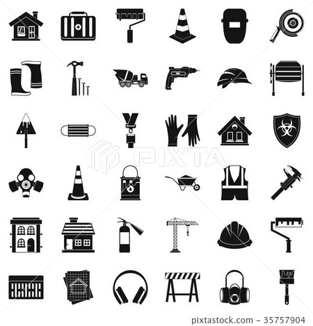 Construction site icons set, simple style 35757904