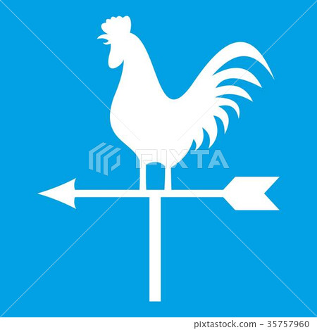 Weather vane with cock icon white 35757960
