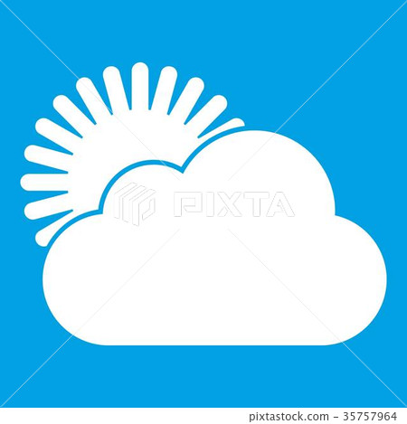Sun and cloud icon white Sun and cloud icon white 35757964