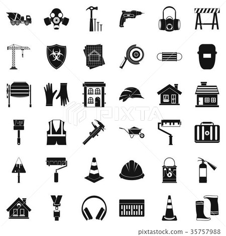 Construction bulldozer icons set, simple style Construction bulldozer icons set, simple style 35757988