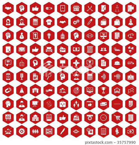 100 business strategy icons hexagon red 100 business strategy icons hexagon red 35757990
