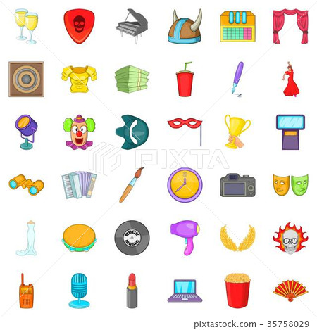 Piano concert icons set, cartoon style 35758029