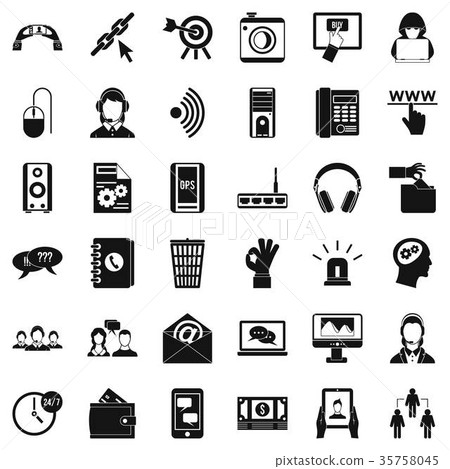 Contact information icons set, simple style 35758045