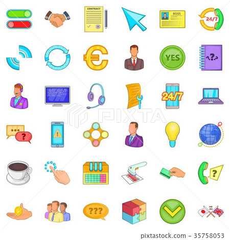 Internet connection icons set, cartoon style 35758053
