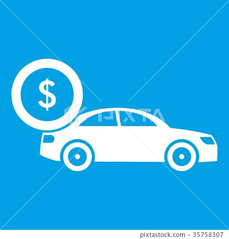 Car and dollar sign icon white 35758307