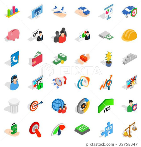 Creative work icons set, isometric style Creative work icons set, isometric style 35758347