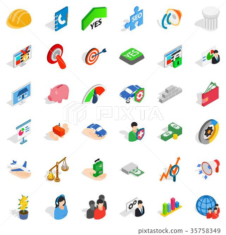 Creative business icons set, isometric style Creative business icons set, isometric style 35758349