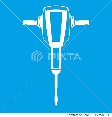 Pneumatic plugger hammer icon white Pneumatic plugger hammer icon white 35758351