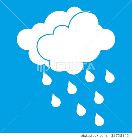 Clouds and water drops icon white Clouds and water drops icon white 35758545