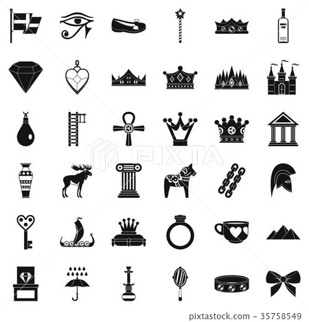 Crown icons set, simple style Crown icons set, simple style 35758549