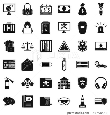 Hacker icons set, simple style Hacker icons set, simple style 35758552
