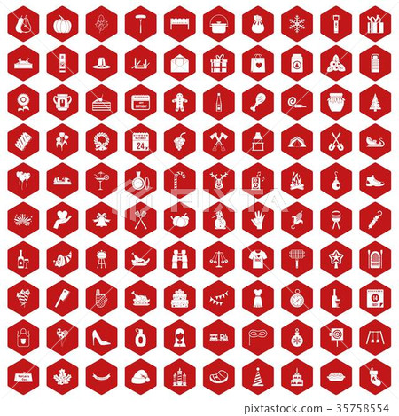 100 family tradition icons hexagon red 100 family tradition icons hexagon red 35758554
