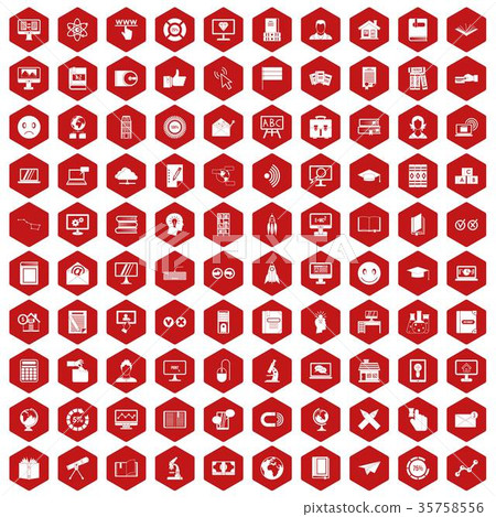 100 e-learning icons hexagon red 100 e-learning icons hexagon red 35758556