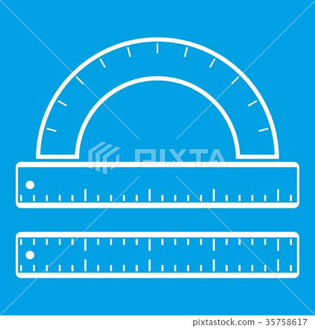 Ruler and protractor icon white 35758617