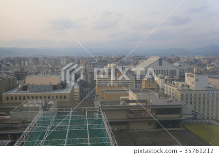 Overview on Kyoto city in Japan with landmarks, 35761212