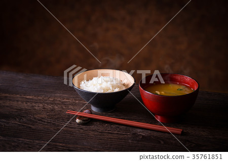 Dinner and miso soup 35761851