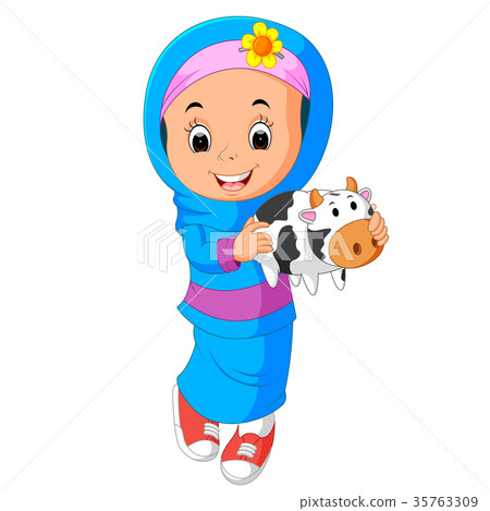 kids holding cow bank kids holding cow bank 35763309