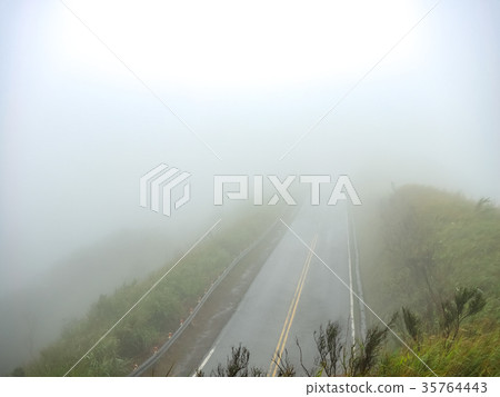 Mountain road in the fog Mountain road in the fog 35764443