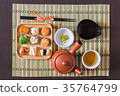 Sushi with salmon. 35764799