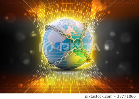 Earth globe close in chain 35771860
