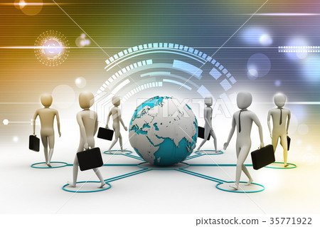 3d businessman persons with Globe Earth - Stock Illustration [35771922 ...