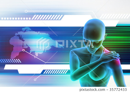 young woman touching her painful elbow young woman touching her painful elbow 35772433