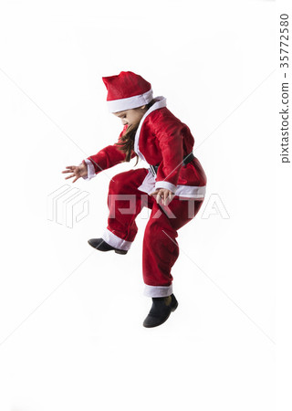 Little caucasian girl dressed as Santa Claus Little caucasian girl dressed as Santa Claus 35772580