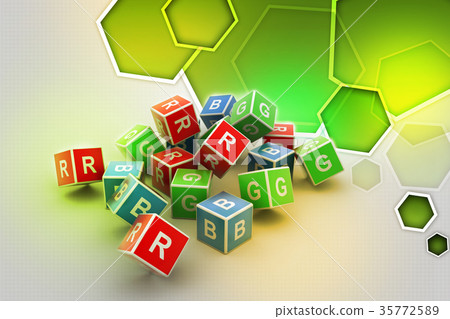 3D Colored Cube Alphabet 3D Colored Cube Alphabet 35772589