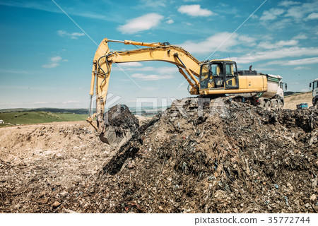 industrial works with excavator 35772744