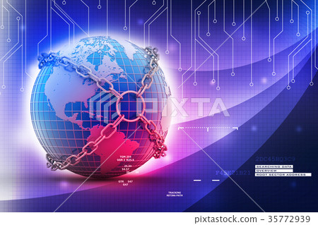 Earth globe close in chain 35772939