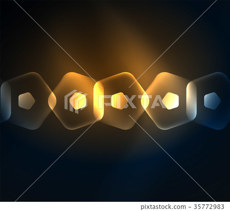 Glowing glass transparent pentagans, geometric 35772983