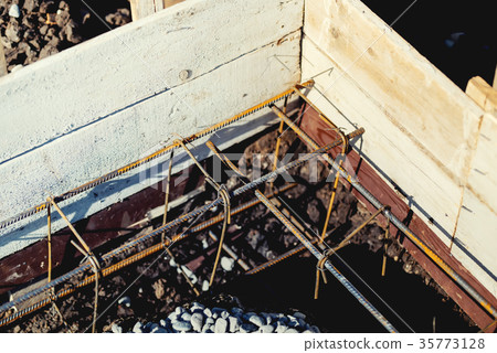 industrial construction site, cement in foundation 35773128