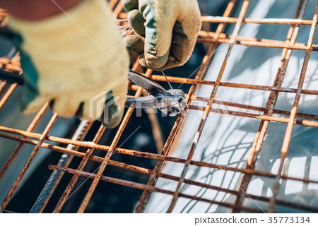 steel reinforcement on construction site 35773134