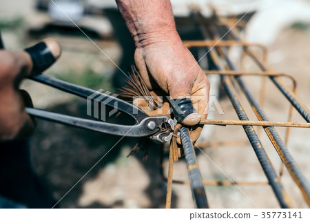 Armature bars in construction site 35773141