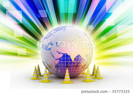 Globe and traffic cone 35773335