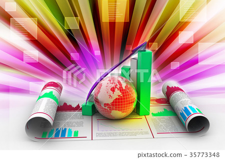 Business growth graph and globe Business growth graph and globe 35773348