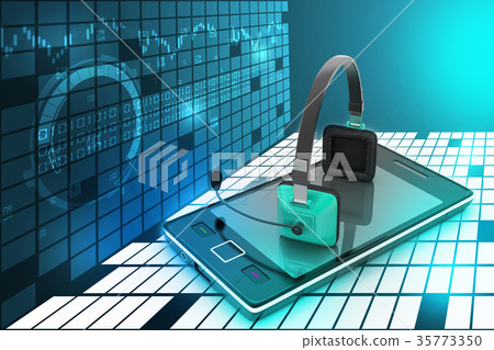 Modern headphones and smart phone Modern headphones and smart phone 35773350